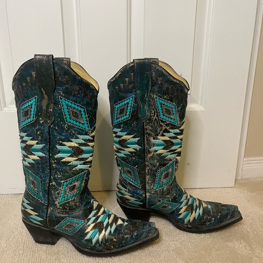 Corral blue cowboy boots! Size 9 1/2. Worn once!
